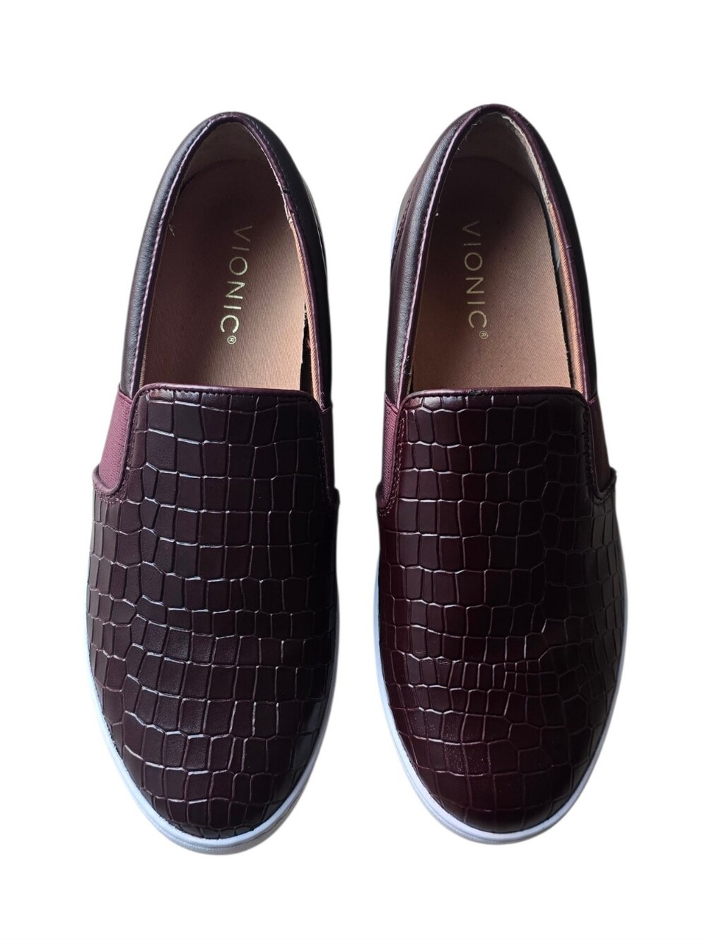 VIONIC SPLENDID DEMETRA CROC LEATHER SHOES WINE BROWN - Picture 2 of 14